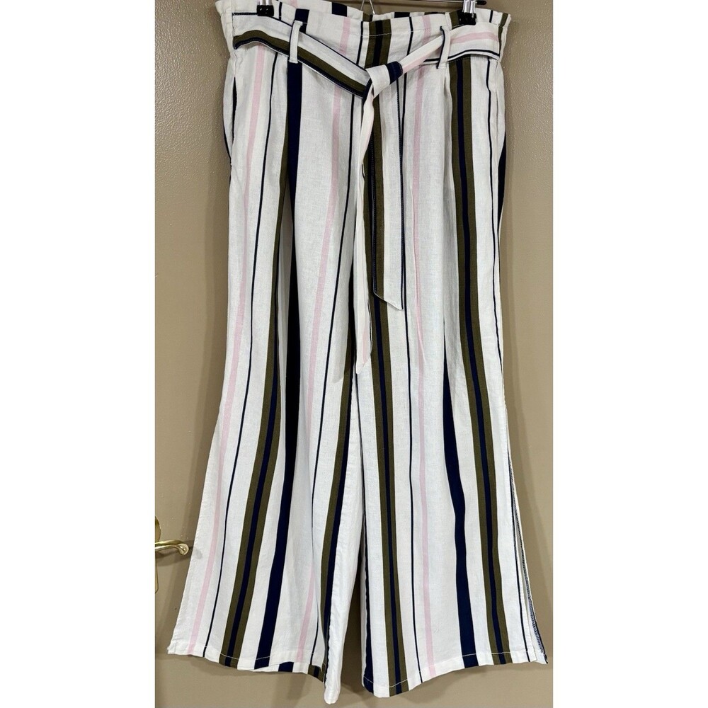 Women's Size Large REWASH Wide Leg Belted Elastic Waist Pants With Side Slits.